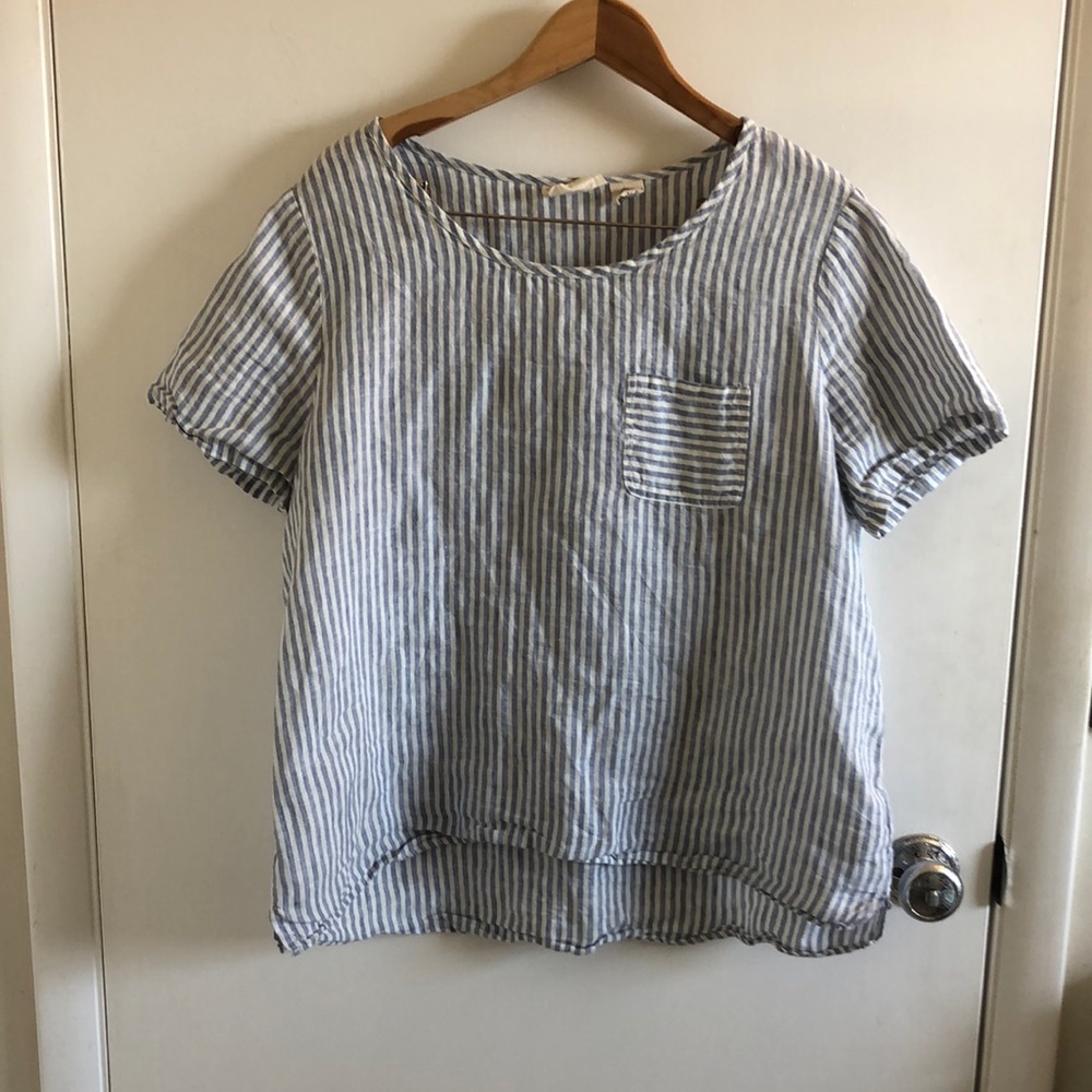 Cute Christian Siriano Linen Short Sleeve Blouse